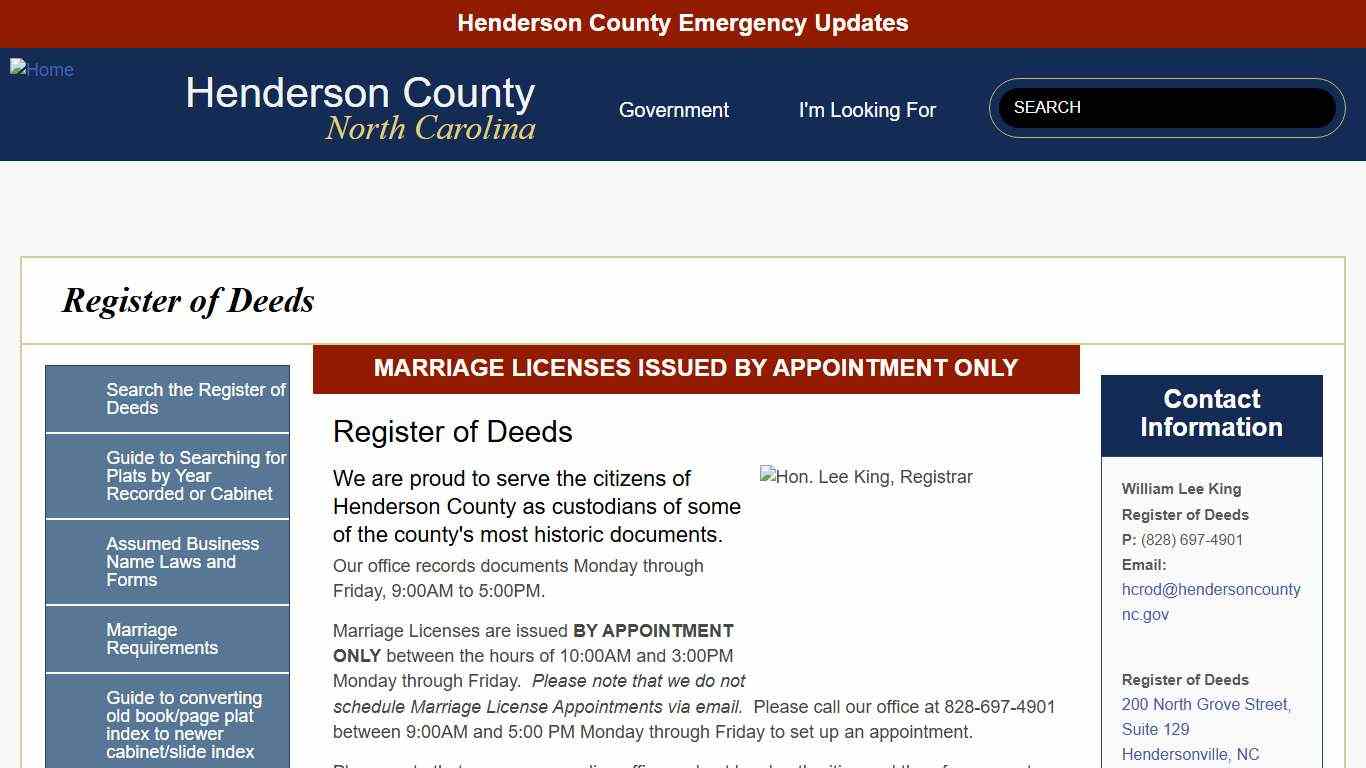 Register of Deeds Henderson County North Carolina