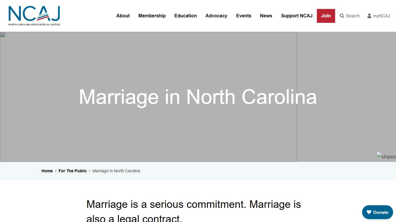 Marriage in North Carolina North Carolina Advocates for Justice